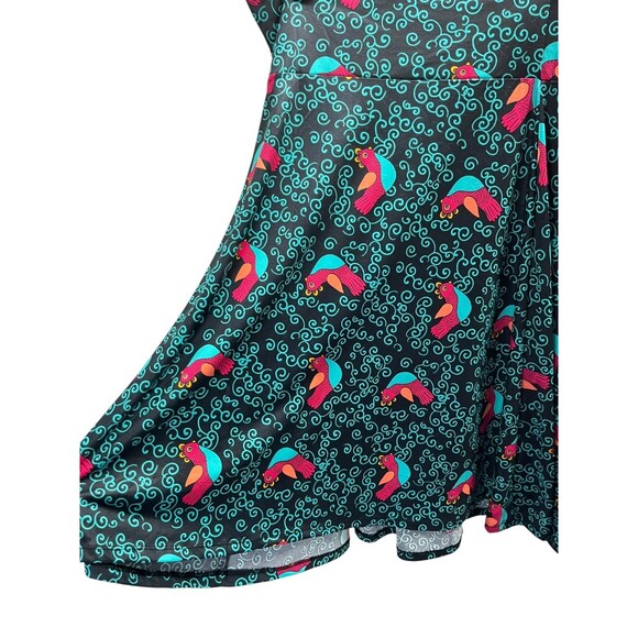 LuLaRoe Skirt Women's Size Large Black Blue Swirls Birds - Picture 3 of 5